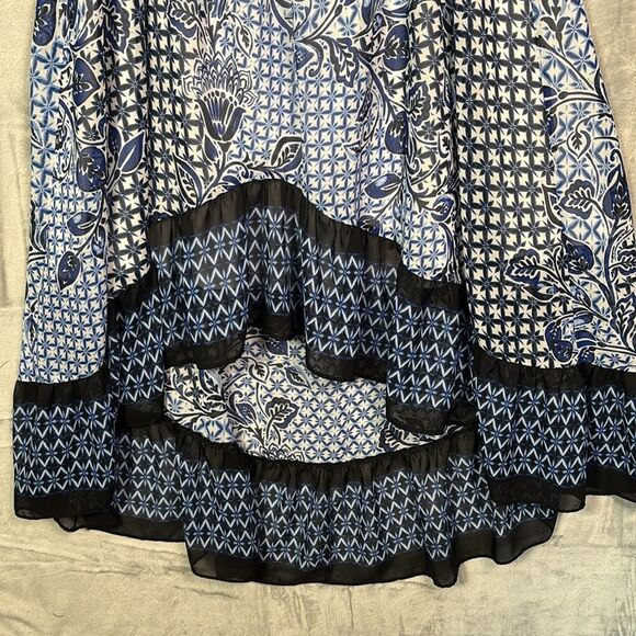 Nine West Blue Floral Off the Shoulder High Low Flowy Fully Lined Dress Size 18 - Picture 8 of 11